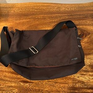 JACK SPADE GREENE ST. Black Canvas Crossbody Messenger Bag Flap Closure Carry-On